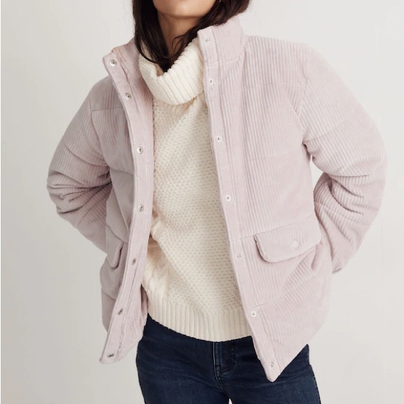 Madewell Wyman Quilted Corduroy Puffer Jacket In Pale Lilac